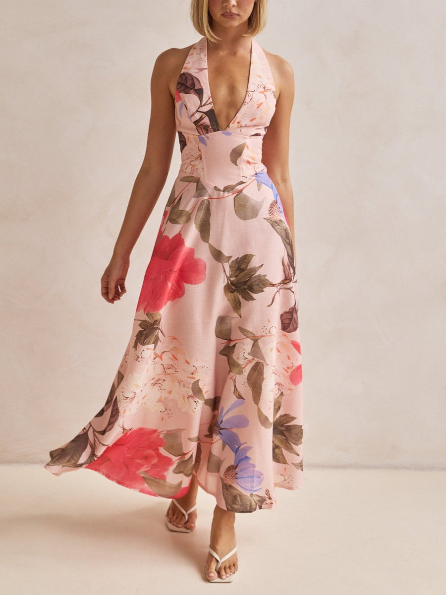 Plunging V-Neckline Maxi Dress – Olympus London