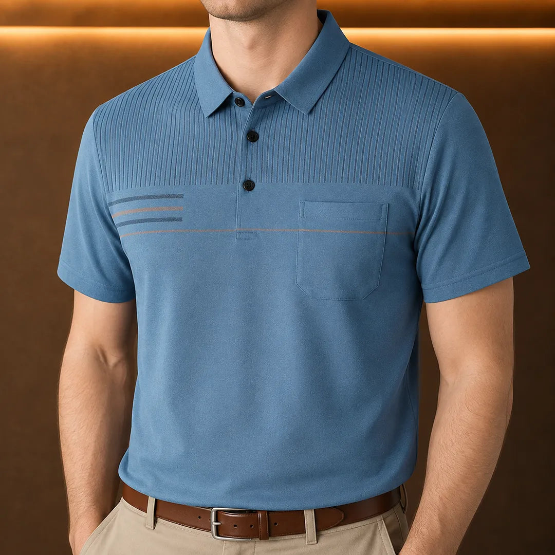 Striped Pocket Polo Shirt