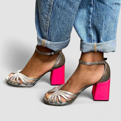 Anouk Sparkle Block Heel Sandals
