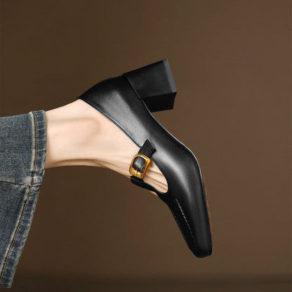 Marlowe Leather Mary Jane Heels