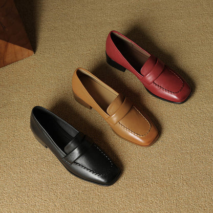 Elsie Square-Toe Leather Loafers