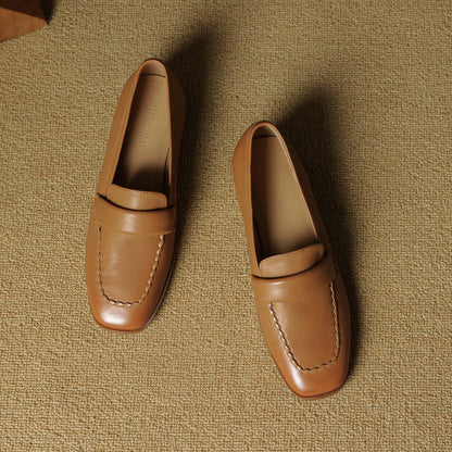 Elsie Square-Toe Leather Loafers