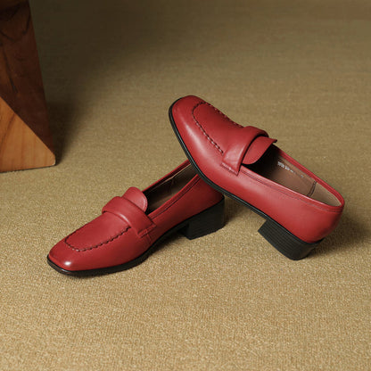Elsie Square-Toe Leather Loafers