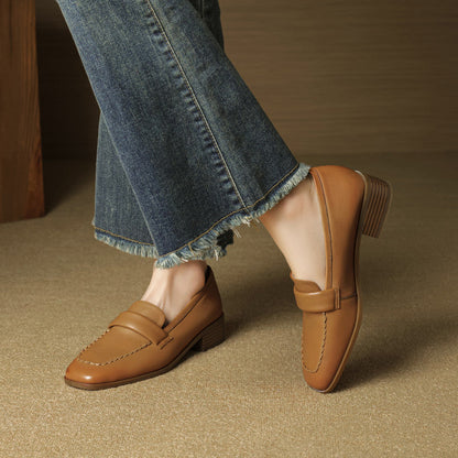 Elsie Square-Toe Leather Loafers