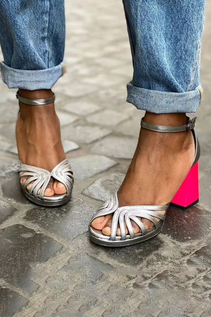 Anouk Sparkle Block Heel Sandals
