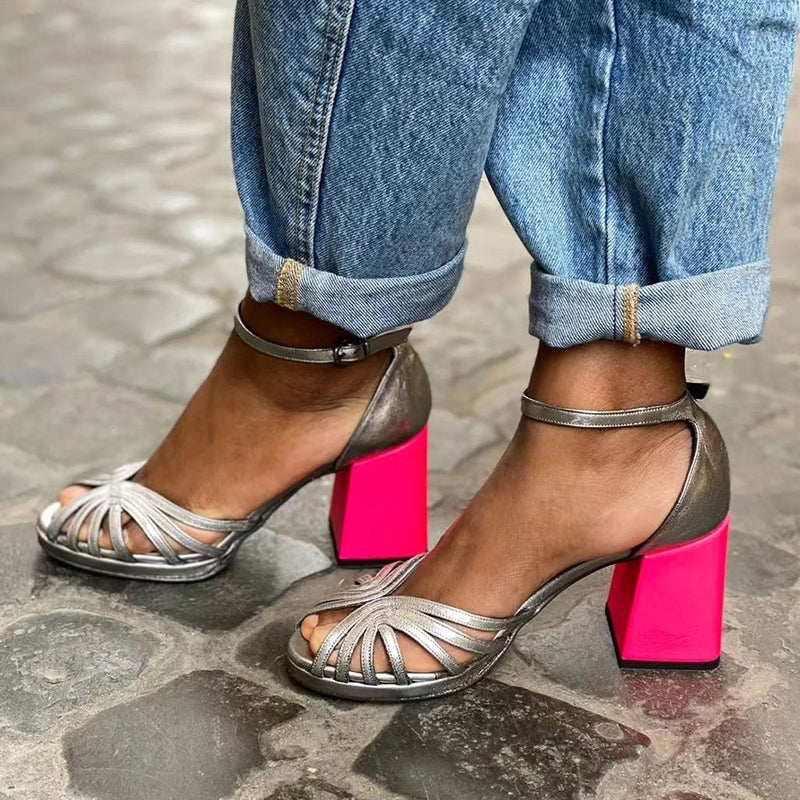 Anouk Sparkle Block Heel Sandals
