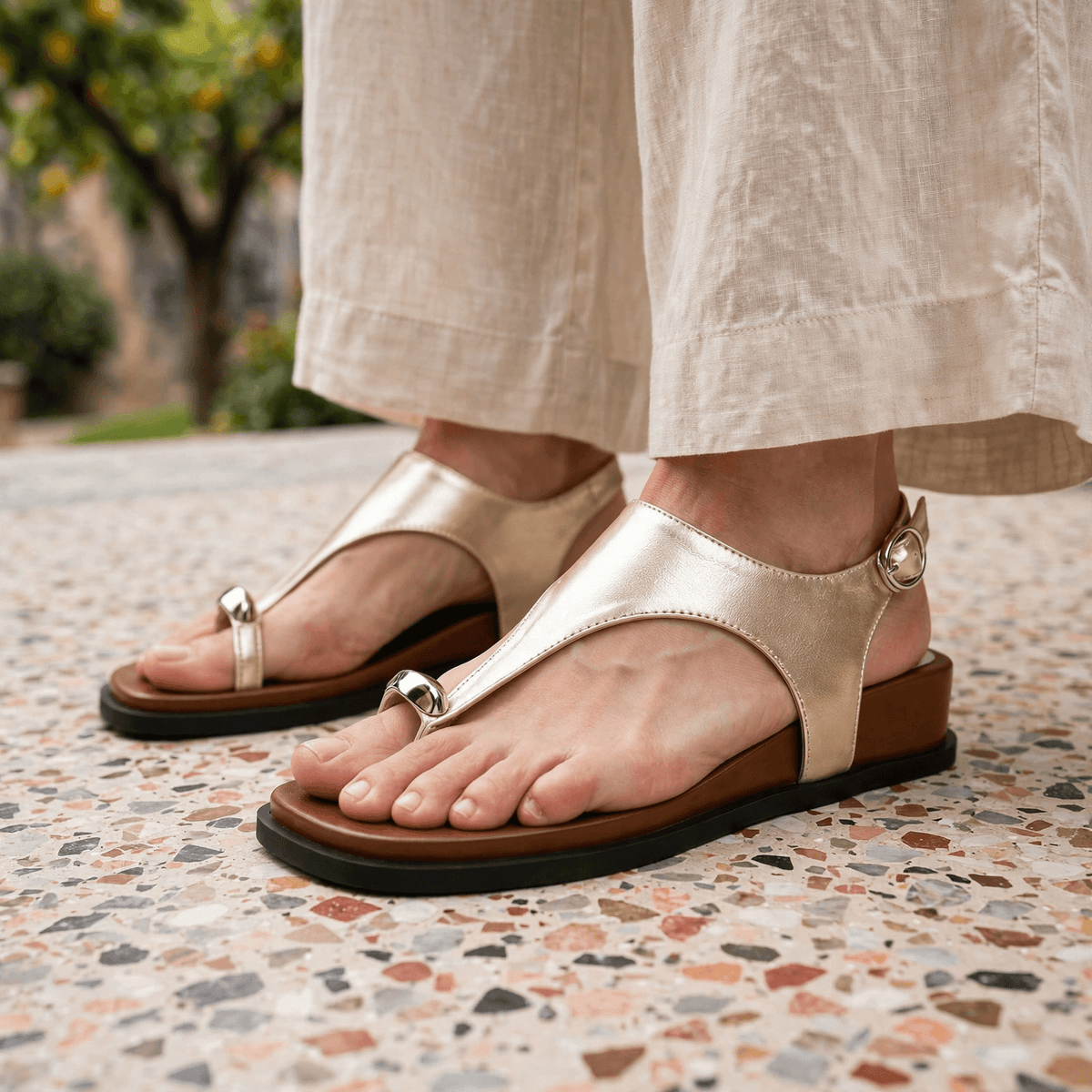 Rilla Jeweled Toe-Ring Sandal