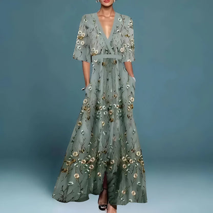 MOREAU LYON | ROBE FLORALE COL V POUR FEMMES